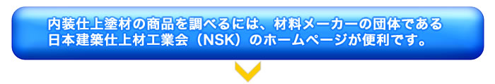 内装仕上塗材をしら別には材料メーカーの団体である日本建築仕上材工業会のホームページが便利です。
